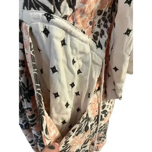 Free people talluhah mini dress boho floral 3/4 sleeve v neck size xs - Picture 6 of 10